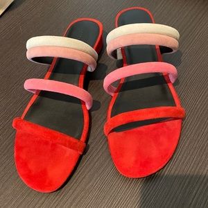 Rebecca Minkoff Kade Suede Sandals (Cherry)